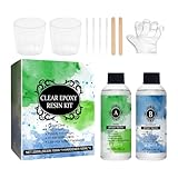 Generisch Epoxidharz-Set – Kristalltransparentes AB-Harz-Set, handgefertigtes DIY-Bastelmaterial, vergilbungsbeständiges Epoxidharz für Anfänger mit Handschuhen, Messbechern, Tropfer und Rührstäbchen