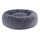 BVAGSS Hundebett Rund Katzenbett Flauschig Donut Kuscheliges Hundekissen Waschbar Ultra Weicher Plüsch Haustierbett für Kleine, Mittelgroße und Große Hunde, Katzen XH034 (Diameter:40cm, Dark Grey)