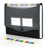 Fächermappe mit 12 Fächern, Akkordeon-Aktenordner, A4/US-Briefgröße, Papier-/Quittungsordner, Akkordean-Aktenordner (schwarz, T-12 Fächer)
