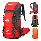 Mingfuxin Wanderrucksack 50L, Herren Damen Wasserdichter Trekkingrucksack Reiserucksack Outdoor Wandern Rucksack Mit Regenabdeckung, Backpacker rucksack Für Wandern, Bergsteigen, Camping, Reisen Sport