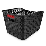 PEUZ 27L Unisex Fahrradkorb hinten Groß zum Transport von Gepäck Stabiles Kunststoffnetz, wetterfest und rostfrei, Schwarz