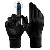FanVince Handschuhe Herren Damen Sporthandschuhe Thermo Touchscreen Radfahren Herren Joggen Fahrradhandschuhe Unterwäsche Handschuhe Winter Schwarz X-Large