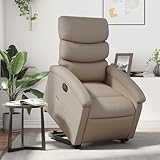 ZQQLVOO Elektrischer Relaxsessel mit Aufstehhilfe und Liegefunktion bis 135 Grad, Kunstleder Bezug, Seitentasche, Massagesitz mit stabilem Holz-Metall-Rahmen für bequemes Entspannen