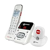 Geemarc Amplidect 295 SOS Pro - Verstärktes schnurloses Telefon und Notruf-Medaillon mit Anrufbeantworter und großen Tasten für Senioren - Geringer bis mittlerer Hörverlust - Version DE