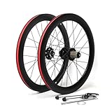 20 451 BMX V/Scheibenbremse Laufradsatz 24 Löcher Faltradfelgen 100/135mm Schnellspanner Vorne Hinten Rad Für 8 9 10 11 Geschwindigkeit Kassette(Black)