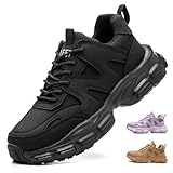 COOU Arbeitsschuhe Damen Leicht Sicherheitsschuhe Rutschfest Sportlich Stahlkappenschuhe Atmungsaktiv Schutzschuhe CO1 Schwarz/39