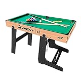 Sport One Billard Night Platzsparend, zusammenklappbar, komplett mit 2 Queues, nummerierten Kugeln, Zielscheibe, Dreieck, Bürste. Maße 122 x 61 x 76 cm offen und 45 x 61 x 162 cm geschlossen, Holz,
