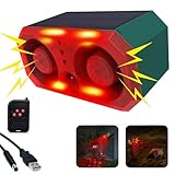 Solar Außen Bewegung ssensor Sirene - personalisierte Aufnahmesirene und Blitzlicht, 130 dB x 2 Lautsprecher, eingebaute 13 Soundmodi Hundegebell und Schüsse , geeignet für Hof, Bauernhof,