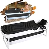 CRS faltbare Badewanne Erwachsene XXL 158cm | Klappbare mobile Badewanne für Dusche und Badezimmer | tragbare Klappbadewanne zum Aufstellen Schwarz