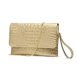 BellaBlend Elegante Abendclutch für Damen – Krokodilmuster PU-Leder Umhängetasche mit Handgelenkriemen für Hochzeit, Gala oder Cocktailparty