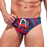 Caxndycing Badehose Herren Bunt Eng Badehosen Sexy Niedrige Taille Bikini Badeslip Männer Schwimmen Slip mit Verstellbarem Tunnelzug Schwimmhose Swim Strand