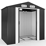 Deuba GARDEBRUK® XL Metall Gerätehaus 2m² mit Fundament 196x132x188cm Schiebetür Anthrazit Geräteschuppen Gartenhaus Schrank 4m³