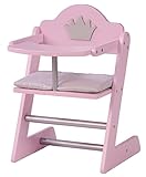 roba Puppenhochstuhl, Serie 'Prinzessin Sophie', für Puppen und Babypuppen, rosa/silber mit Krone