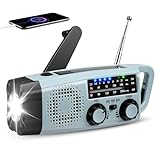 Vielseitig Kurbelradio mit Solar und LED Taschenlampe, 8 in 1 Notfall Ausrüstung Radio Batteriebetrieben, 2000mAh Emergency Notfallradio, SOS-Alarm, AM/FM Akku Power Bank für Notladung von Smartphone