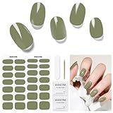 Halbgehärtete Gel-Nagelstreifen, 28 Stück, bohnengrün, volle Nagelfolien für Damen, langlebige Gel-Nagelstreifen, funktionieren mit jeder UV-Lampe, einfach anzuwenden
