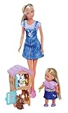 Simba Steffi Love Rabbit Family, Spielpuppe und Spielpuppe mit Hasenstall und Zwei Hasen, 12cm, 29cm, ab 3 Jahren