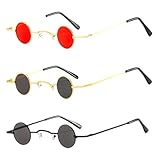 Thoquene 3 Paar Retro Runde Sonnenbrille Damen Herren für Reisen, Selfie