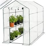 tectake® Gewächshaus mit UV-beständiger PE-Gitterfolie und 4 Metallablagegittern, 186 x 120 x 190 cm, Anzucht Gewächshaus für Tomaten & Pflanzen, Foliengewächshaus schützt vor Kälte, Regen und Frost