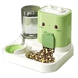 Futterautomat Katze, Automatischer Futterspender, Futter und Wasserspender für Haustiere, 1.5L Wasserspender und 2.2L Futterautomat, Futterspender Katzen für kleine Hunde, Welpen (Grün)