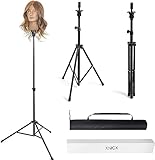 xnicx Perückenständer für Frisierköpfe,Beauty 90-137cm Perückenkopf Perückenständer übungskopf Friseur Halter,Wig Stand für Frisurenkopf, Segeltuchblockkopf Kopf mit übungskopf Ständer und Tragetasche