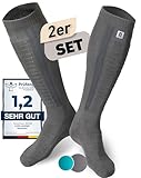 CORE GORIMO – 2 Paar – Skisocken aus Merino – angenehm warm und super weich – Optimale Unterstützung beim Skifahren für Damen und Herren (43-46, Grau)