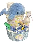 Windeltorte mit Name - Wal Maritim - Geschenk, Babyparty, Geburt, Taufe, Babygeschenk