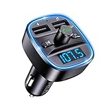ORIA Bluetooth FM Transmitter, Wireless Radio Adapter mit Mikrofon & 2 USB Aufladung, Universelles Auto Ladegerät, LED Display Freisprechen Car Kit, Auto Musik-Player unterstützt TF-Karte USB-Disk