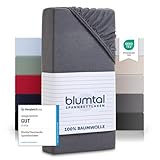 Blumtal® Basics Spannbettlaken Topper 140x200cm Jersey - Bettlaken 140x200cm aus 100% Baumwolle - Oeko-TEX zertifiziertes Spannbetttuch 140x200cm - Topper Spannbettlaken - Betttuch - Grau