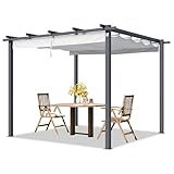 PRIMEYARD Pergola 3x3 m Terrassenüberdachung mit grauem Schiebedach Stahlrahmen