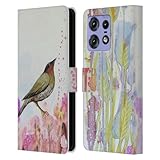 Head Case Designs Offizielle Sylvie Demers Verträumt Voegel 3 Leder Brieftaschen Handyhülle Hülle Huelle kompatibel mit Motorola Edge 50 Pro