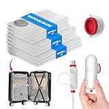 Vakuumbeutel für Kleidung mit USB-Elektropumpe, 9 Stück Vacuum Bags (3x 40x40cm, 3x 40x50cm, 3x 40x60cm), Wiederverwendbare Vakuumierbeutel für Reisen – Platzsparende Travel Essentials