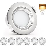 KYOTECH LED Einbaustrahler Dimmbar 230V, 6W 600LM IP65 LED Badeinbaustrahler Flach 3000K Warmweiß für Wohnzimmer & Badezimmer,Wasserdicht Bad Einbauleuchten Decken Spots, 6er Set
