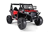 RIRICAR Kinder elektroauto 24V UTV, rot, Elektro Buggy für Kinder 2 sitzer mit 2,4 GHz Ferbedienung, 2 x 200 W Motor, Eva-Räder, gepolsterter Sitz, USB, SD-Karte, Elektro Buggy UTV MX ab 3-8 Jahre
