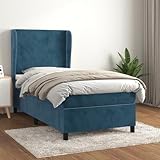 qohoio Boxspringbett mit Matratze Dunkelblau 80x200 cm Bett Boxspringbett Bett Mit Matratze Polsterbett Schlafzimmer MöBel Samt