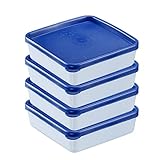 Westmark 4 Frischhalte-/Gefrierdosen, inkl. Deckel, Füllvolumen: je 0,25 l, stapelbar, Kunststoff, Trio, Farbe: Transparent/Blau, 25042270