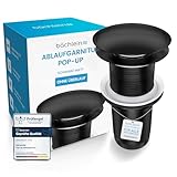 Bächlein Universal Ablaufgarnitur ohne Überlauf (Matt Schwarz) - Pop Up Ventil für Waschbecken und Waschtisch – Ablaufventil Abflussgarnitur aus Messing mit Einbauanleitung