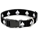 Buckle Down 40,6–58,4 cm Spaten Schwarz/Weiß Kunststoff Clip Halsband, breit Medium