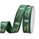 COLLBATH 1 Rolle Weihnachtliches Geschenkband Satinband mit Goldenen für Dekoration Blumenverpackung und Weihnachtsgeschenke für Party Accessoires und Bastelprojekte