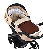 BABYLUX Bouclé Fußsack Kinderwagen 90cm | Universal Winter-Schlafsack, Wasserdicht & Warm | für Buggy, Babyschale, 3 und 5-Punkt Gurt geeignet (BF2 Schocko + Boucle Beige)