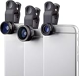 MyGadget Handy Objektiv Set - 198° Fisheye + 0, 63x Weitwinkel + 15x Makro Linse - Kamera Set für Smartphone & Tablet Camera u.a. iPad, iPhone, Samsung