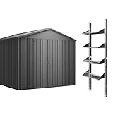 Hoggar – Gartenhaus für den Außenbereich Pioneer Y90 – inklusive Regal – Selbstmontage – verstärkte Doppeltür – Schloss – V-Säulen – robustes Dach – 262 x 303 x 213 cm – 7,94 m²