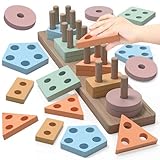 Steckspiel Montessori Spielzeug ab 1 2 3 Jahre, Holz Spielzeug Motorikspielzeug, Babyspielzeug Sortierspiel Kinderspielzeug Lernspielzeug Steck puzzle Geschenk für Baby Mädchen Jungen Kleinkinder