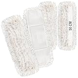 com-four® 4X Premium-Wischtuch - professionelles Mikrofaser Ersatz-Tuch für Bodenwischer - Reinigungsmopp für Wischer mit 50 cm Breite - Wischbezüge waschbar bis 60°C (4 Stück - weiß - 50cm)