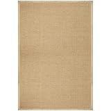 casa pura Amazonas Natur 200 x 200 cm Sisal Teppich – Naturfaser Teppich mit Baumwollbordüre, Wohnteppich, Sisalteppich