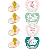 nip LATEX Schnuller Family mit Ring 4er Pack,Sauger aus Naturkautschuk, stillfreundlich, ZAHNFREUNDLICH, BPA-frei, 0-6 Mo. ab Geburt, LATEX FSC 100%, extra klein, extra leicht 0+