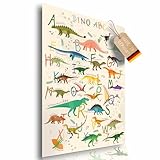 Dinosaurier ABC Lernposter für Kinder; Dino Poster XXL Kinderzimmer Dekoration & Alphabet lernen; Dino-Welt Tier-Poster Wandbild Deko Kunstdruck für Kinder 60 x 42 cm