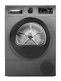 Bosch WQG243DR10 Serie 6, Wärmepumpentrockner 9 kg, Extra Kurz Trockenprogramm, Halbe Beladung Option, Auto Dry, Easy Clean Filter, Sensitive-Drying-System, Trommelreversierung, Innenbeleuchtung, Grau