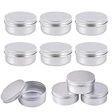 10 Stück 50 ml Aluminium-Blechgläser, Balsam-Behälter, Reisebehälter, Kosmetikbehälter, Töpfe, leere Kosmetikbehälter mit Schraubverschluss, für Bastelarbeiten, Kosmetik, Salbe, Creme, Kerzen,