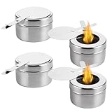 Zyluniy 4 Stück Brennpastenbehälter aus Edelstahl mit Deckel, Fondue Brenneraus, Brennpaste für Warmhaltebehälter, Fondue Brenner & Spiritusbrenner für Buffet, Hot Pot, Camping, Buffet Zubehör