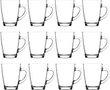 vienberg Teegläser-Set 6,12 oder 24tlg. mit Henkel 250 ml aus hochwertigem Glas Ideal für Heißgetränke, Kakao, Latte Macchiato und Cappuccino spülmaschinengeeignet (6)